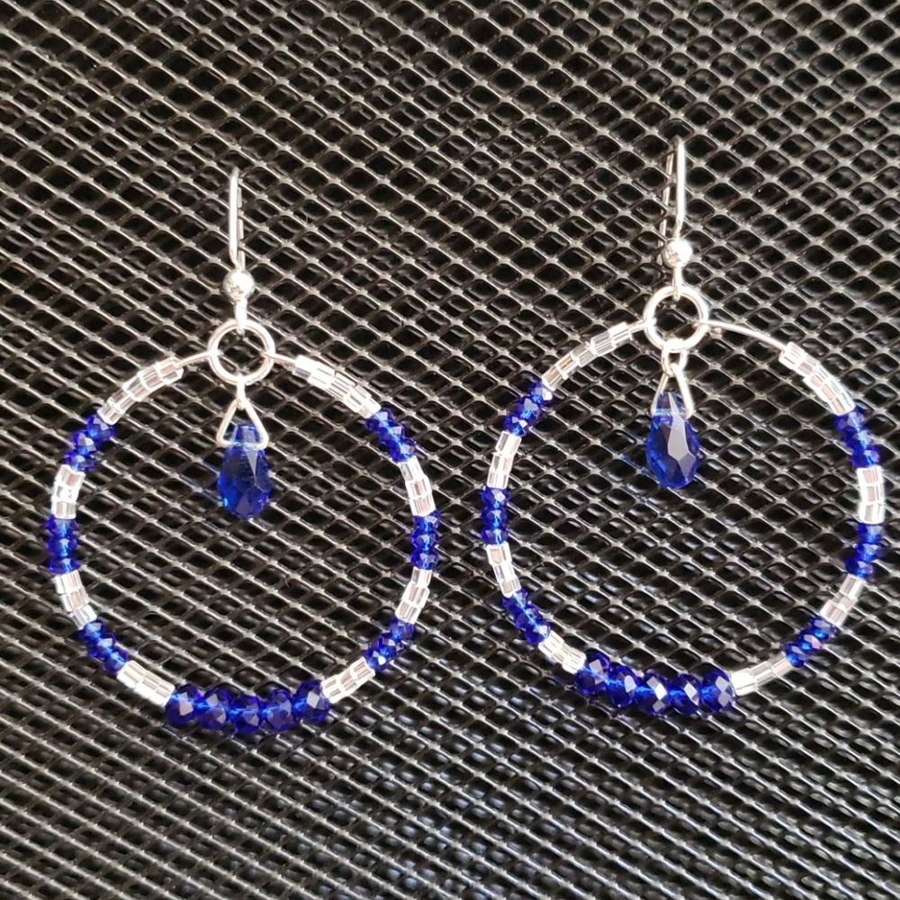 3/$20 | Cobalt blue crystal hoop earrings